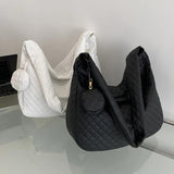 Nylon Quilted Tote Bag Large Capacity with Small Purse for Ladies Girls