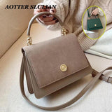 Retro Leather Crossbody Shoulder Bag Solid Color Handbag