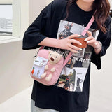 Cute Bear Messenger Bag Adjustable Strap Shoulder Bag