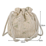 Summer Straw Woven Lace Flower Shoulder Bag
