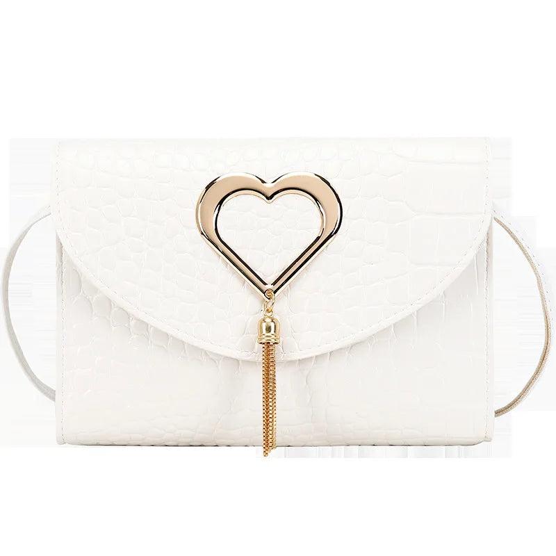 Sweet Heart Decoration Handbags PU Leather Shoulder Bags Tassel Crossbody Bags