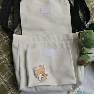 Harajuku Crossbody Bag for Girls Student Shoulder Bag Canvas Small Messenger