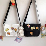 Harajuku Crossbody Bag for Girls Student Shoulder Bag Canvas Small Messenger