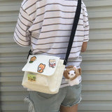 Harajuku Crossbody Bag for Girls Student Shoulder Bag Canvas Small Messenger