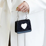 Heart Patchwork Women Shoulder Bag Crossbody Messenger Handbag Chain