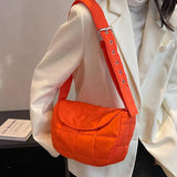 Quilted Shoulder Handbag Solid Rhombus Pattern Flap Pocket for Travel