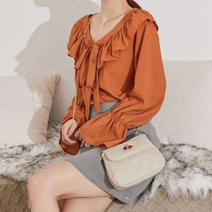 Small Women's Messenger Bag Diamond Chain Crossbody Soft Casual PU Leather