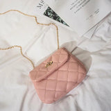 Small Women's Messenger Bag Diamond Chain Crossbody Soft Casual PU Leather