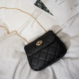 Small Women's Messenger Bag Diamond Chain Crossbody Soft Casual PU Leather