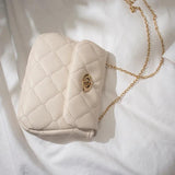 Small Women's Messenger Bag Diamond Chain Crossbody Soft Casual PU Leather
