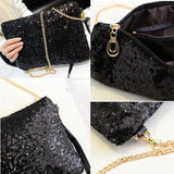 Glitter Sequins Envelope Clutch Bag Silver