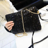 Glitter Sequins Envelope Clutch Bag Silver