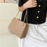 Lingge Striped Leather Shoulder Handbag Purse Satchel