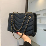 Lingge Striped Leather Shoulder Handbag Purse Satchel