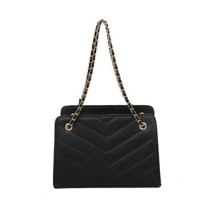 Lingge Striped Leather Shoulder Handbag Purse Satchel