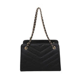 Lingge Striped Leather Shoulder Handbag Purse Satchel