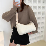 Women's Embroidered Rhombus Thread Tote Handbag