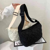 Women's Embroidered Rhombus Thread Tote Handbag