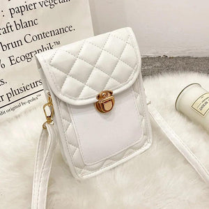 Embroidered Rhombus Phone Bag Shoulder Messenger Sweet Handbag