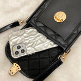 Embroidered Rhombus Phone Bag Shoulder Messenger Sweet Handbag