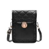 Embroidered Rhombus Phone Bag Shoulder Messenger Sweet Handbag