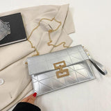 Women's Silver Messenger Square Bag Handbag and Crossbody Bag