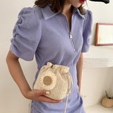 Sunflower Messenger Woven Bag Crochet Round Beach Bag Purses