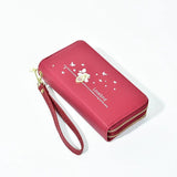 Women's Love Printed Wallet Double Zipper Handbag