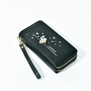 Women's Love Printed Wallet Double Zipper Handbag
