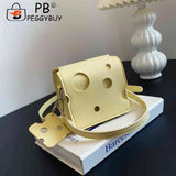Mini Phone Pouch Cheese Shaped Crossbody Handbag Slice Pendant PU Leather