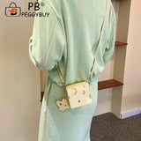 Mini Phone Pouch Cheese Shaped Crossbody Handbag Slice Pendant PU Leather
