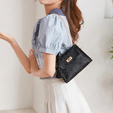 Women Slim Chain Leather Crossbody Bags Casual Solid Shoulder Bags