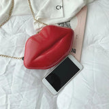 Sexy Lips Style PU Ladies Clutch Bag Chain Purse Shoulder Bag Handbag