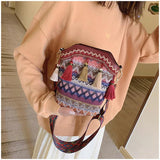 Vintage Women's Bag Tassel Ethnic Handwoven Crossbody Bag