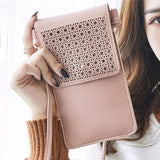 Small Women Handbag Transparent Touch Screen Cell Phone Bag PU