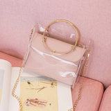 Women Transparent Bucket Bag Clear PVC Jelly Small Shoulder Bag