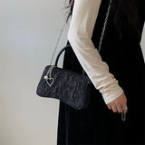 Pearl Chain Small Square Shoulder Bag Retro Butterfly Messenger Bags