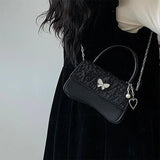 Pearl Chain Small Square Shoulder Bag Retro Butterfly Messenger Bags