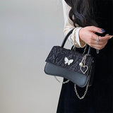 Pearl Chain Small Square Shoulder Bag Retro Butterfly Messenger Bags
