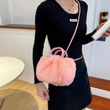 Fluffy Shoulder Handbags Solid Color Crossbody Bag