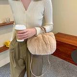 Fluffy Shoulder Handbags Solid Color Crossbody Bag