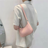 Retro Solid Handbag Pu Leather Shoulder Underarm Bag Casual Ladies Handbags