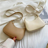 Retro Solid Handbag Pu Leather Shoulder Underarm Bag Casual Ladies Handbags