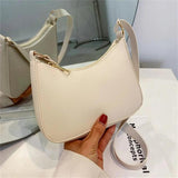 Retro Solid Handbag Pu Leather Shoulder Underarm Bag Casual Ladies Handbags