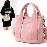 Large Canvas Tote Shoulder Bag - Multi-Pocket Handbag