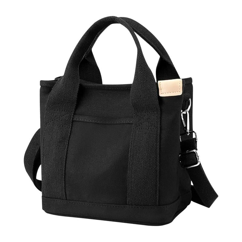 Large Canvas Tote Shoulder Bag - Multi-Pocket Handbag
