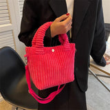 Corduroy Crossbody Bag Small Tote Handbag for Women