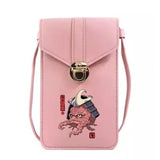 Monster Print Phone Bag Leather Shoulder Messenger Handbag