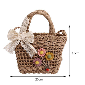 Women Beach Weaving Straw Bag Top Handle Handbags Tote Bag