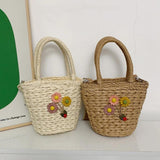 Women Beach Weaving Straw Bag Top Handle Handbags Tote Bag